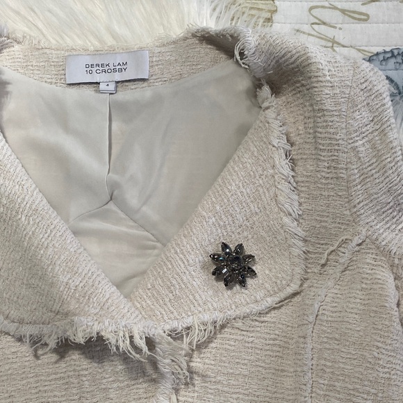 10 Crosby Derek Lam Textured off White/beige Blazer - Picture 9 of 9